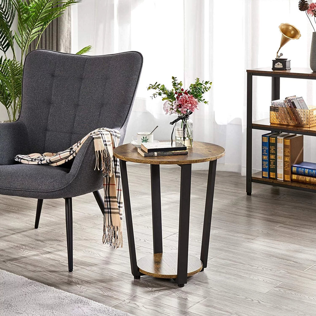 Round End Table with Storage Shelf O770