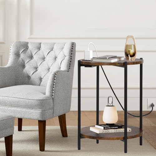 2 Tier Round Folding Side Table with Removable Tray L685