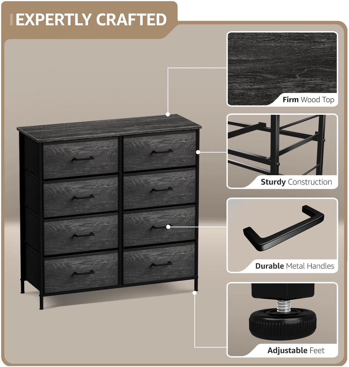 8 Drawer Faux Wood Storage Dresser R793
