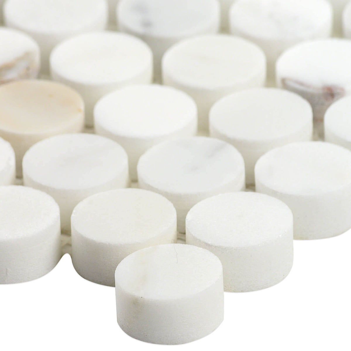 Calacatta Penny Rounds Polished Marble Tile W5995