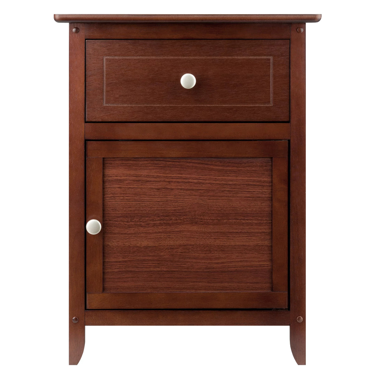 Walnut Wood Accent Table with Drawer and Door Cabinet H5797
