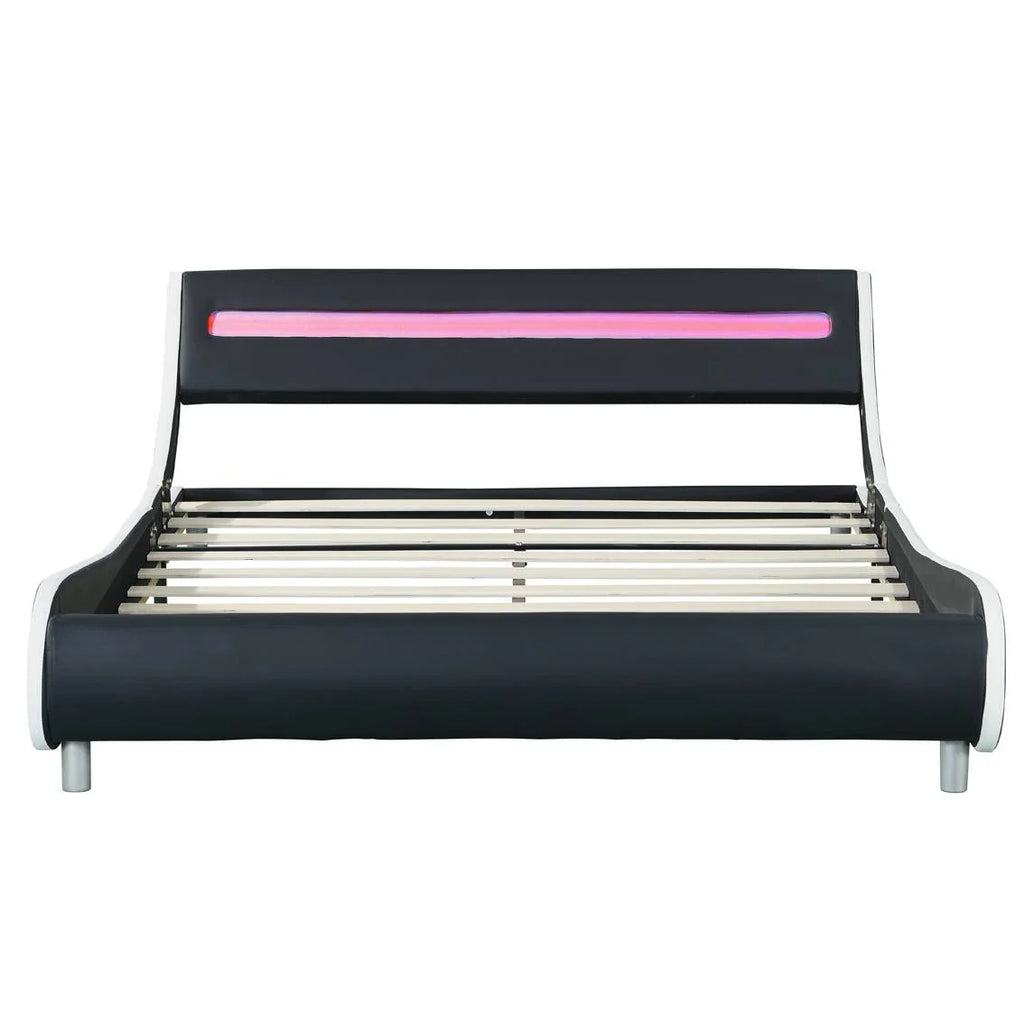 Faux Leather Upholstered Platform Bed Frame Queen Size L468
