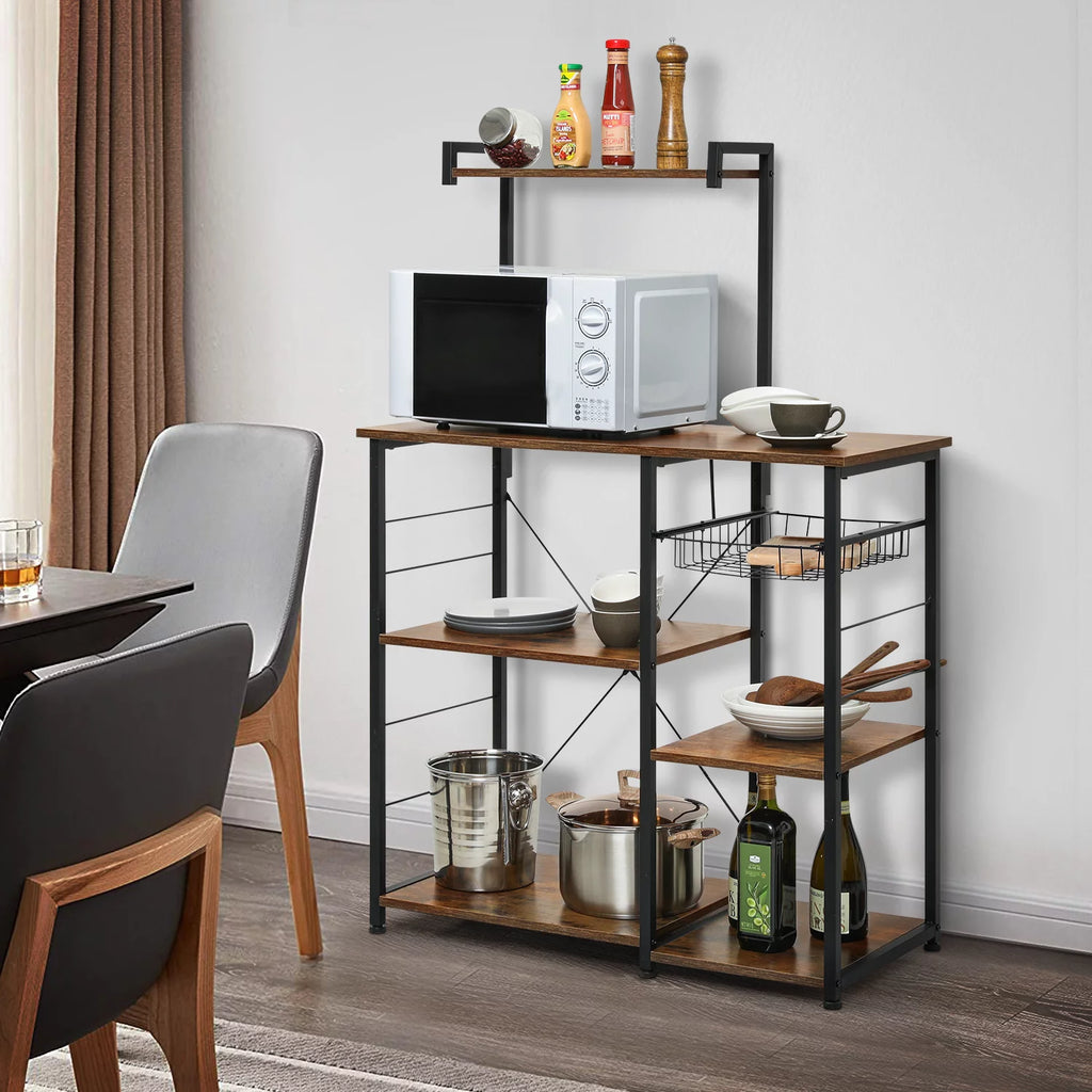 Brown 6 Shelves Kitchen Bakers Rack C5102