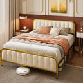 Beige Full Size Bed Frame with Headboard M6958