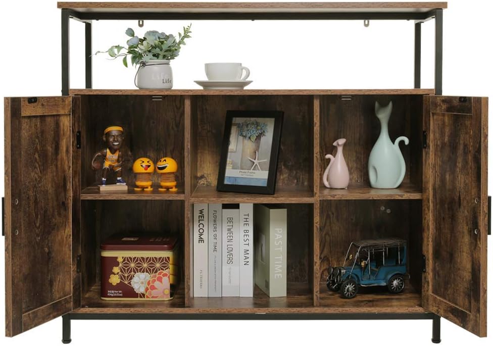 Rustic Brown Free Standing Storage Cabinet with 2 Doors T466