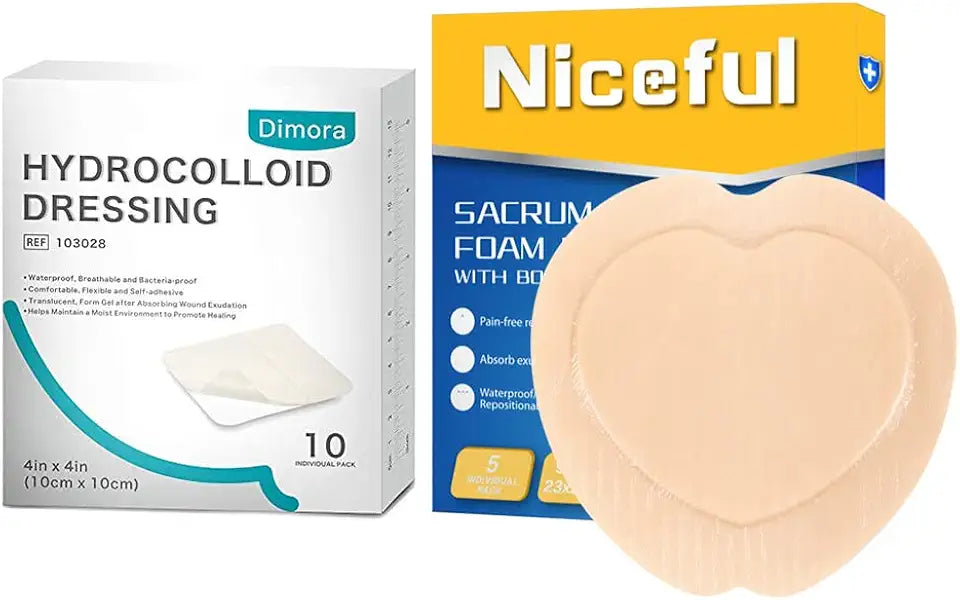 5 Packs Sacral Silicone Foam Dressing 9x9 in, 10 Packs Hydrocolloid Dressing S744948