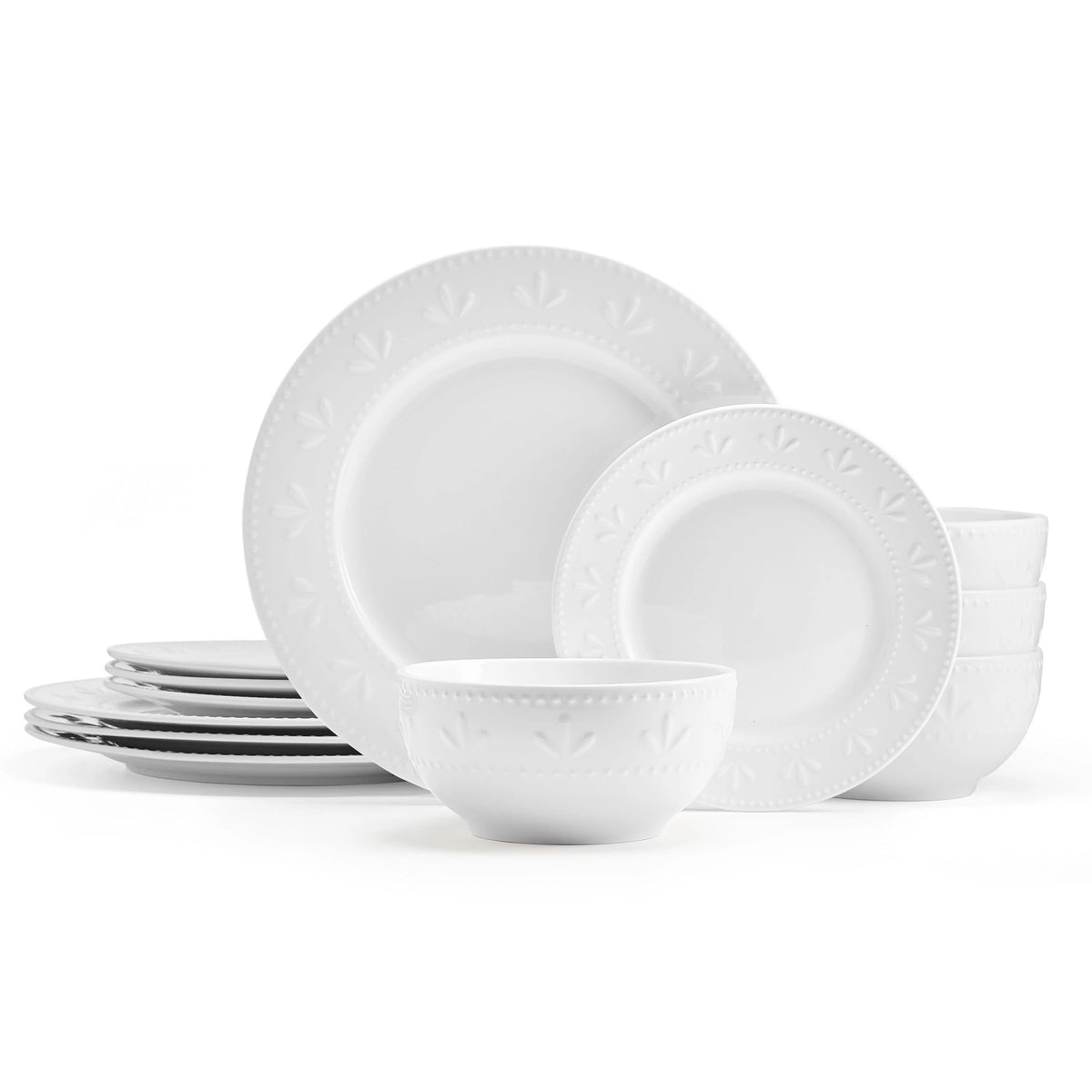 12-Piece White Porcelain Dinnerware Set L292
