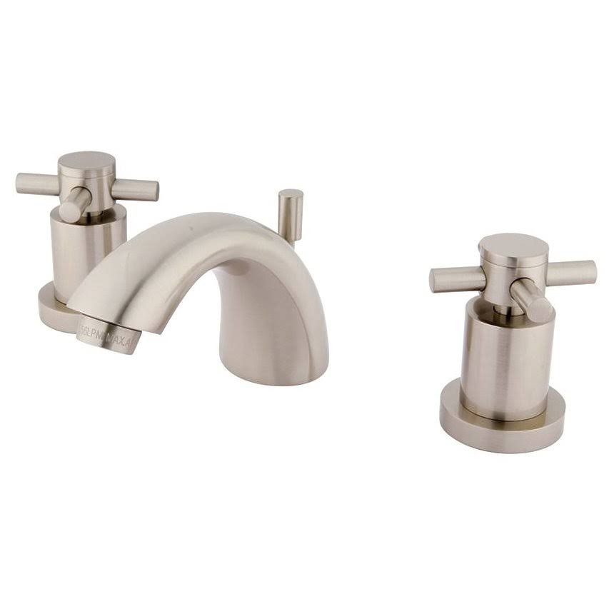 Satin Nickel Double Cross Handle Mini-Widespread Bathroom Faucet L9711