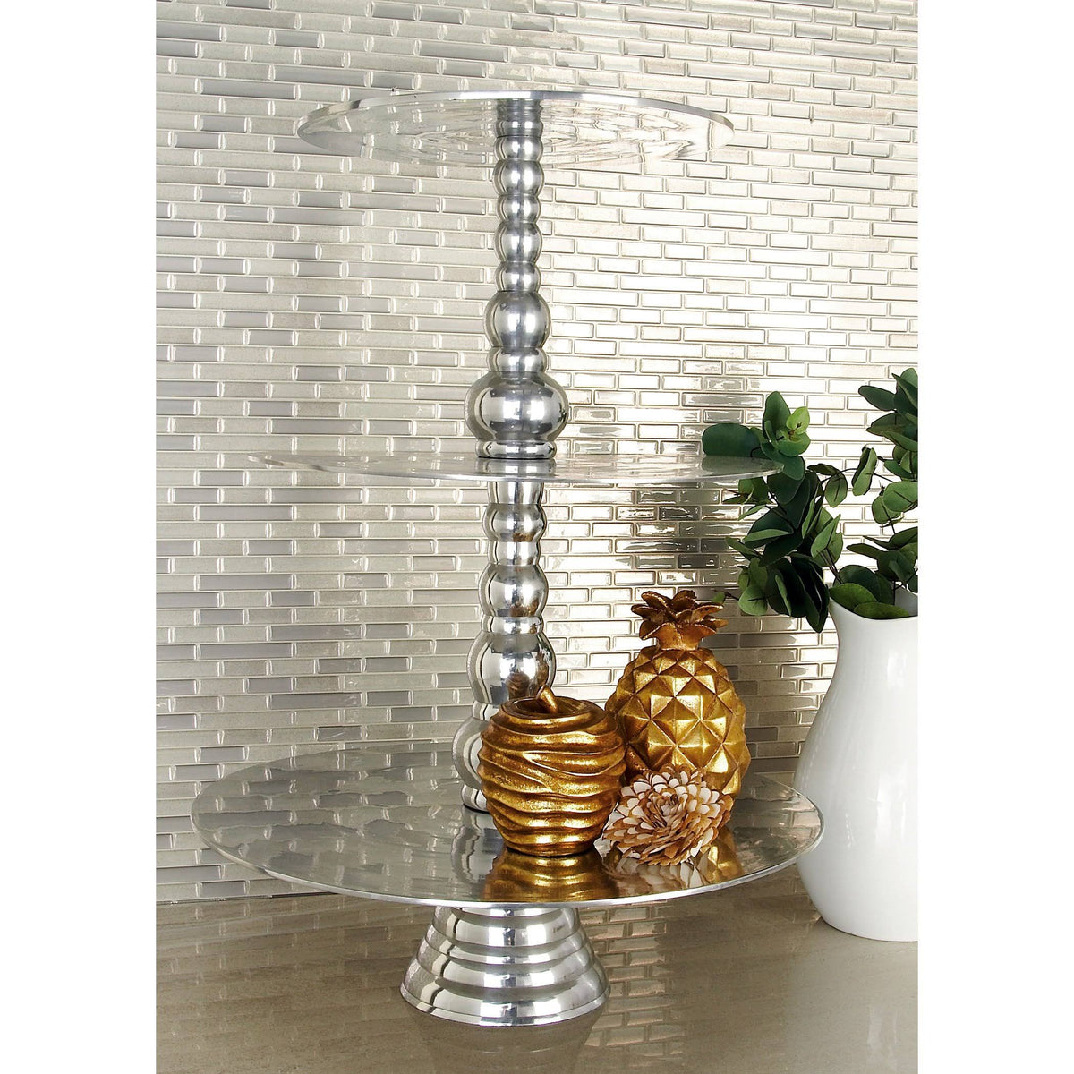 23 Inches High Aluminum 3/TIER Cake Stand L49500