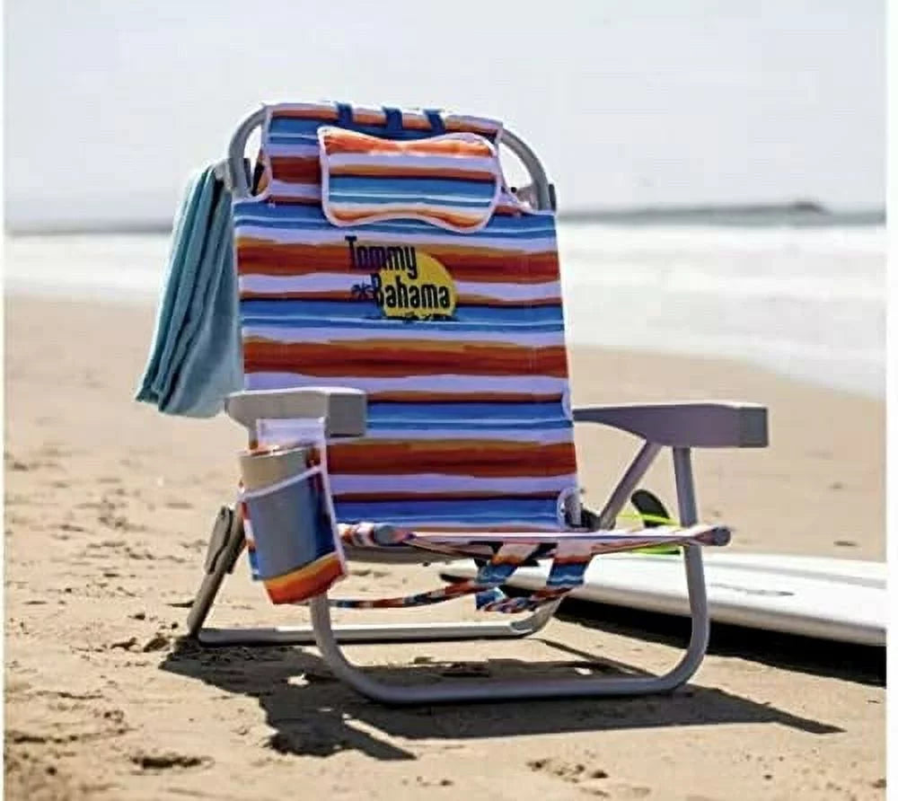 Backpack Beach Chair 5 Position Lay Flat Insulated Cooler 1 Pack Red/White/Blue T724748