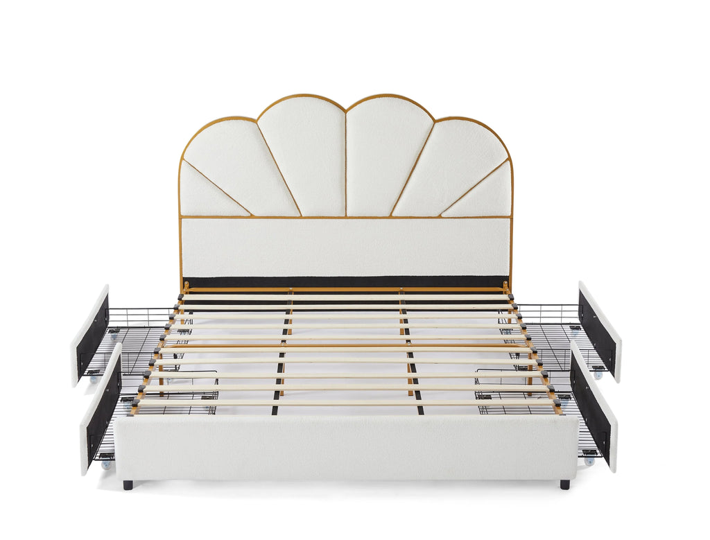 King Size Bed Frame with Drawer - White Z7629