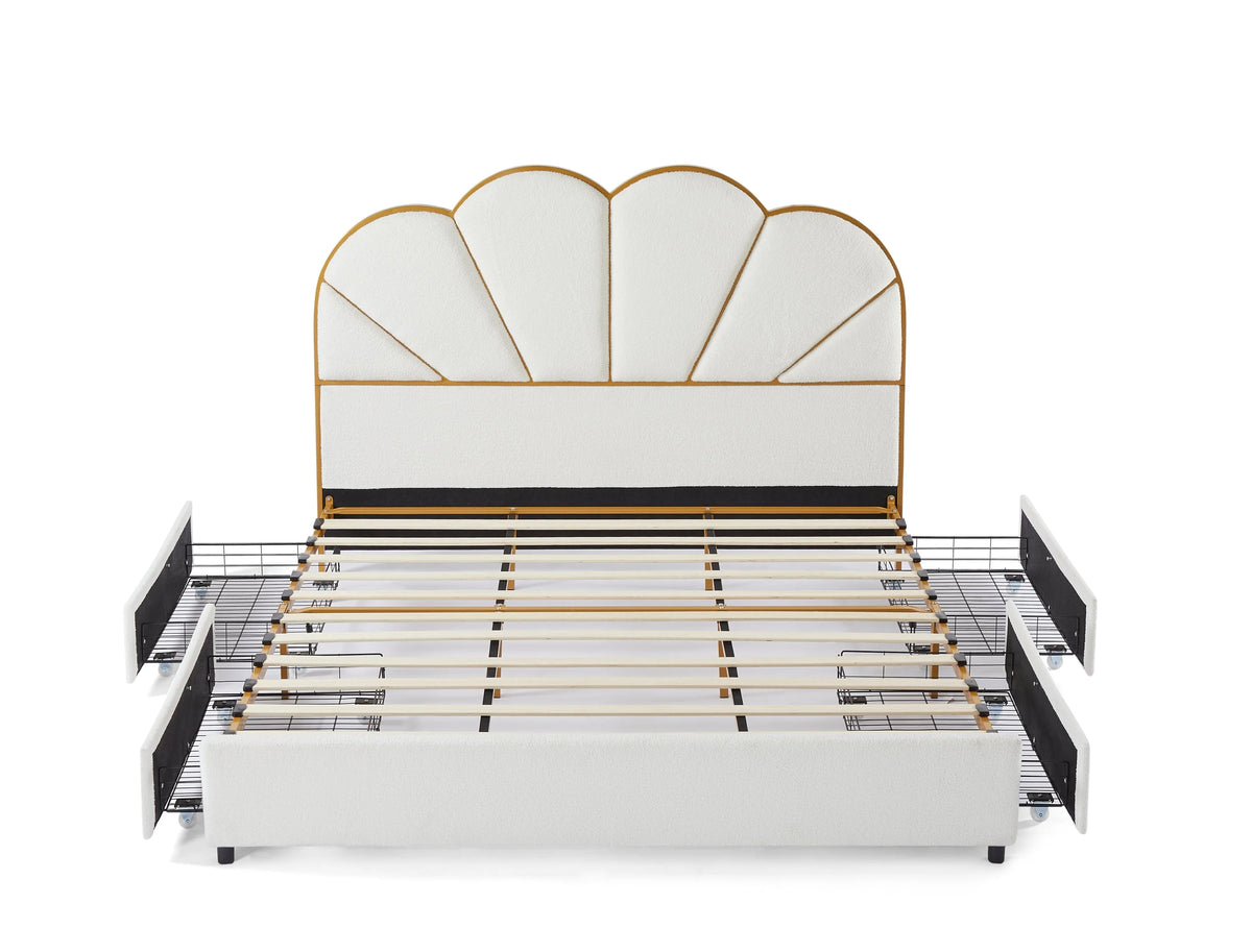 King Size Bed Frame with Drawer - White Z7629