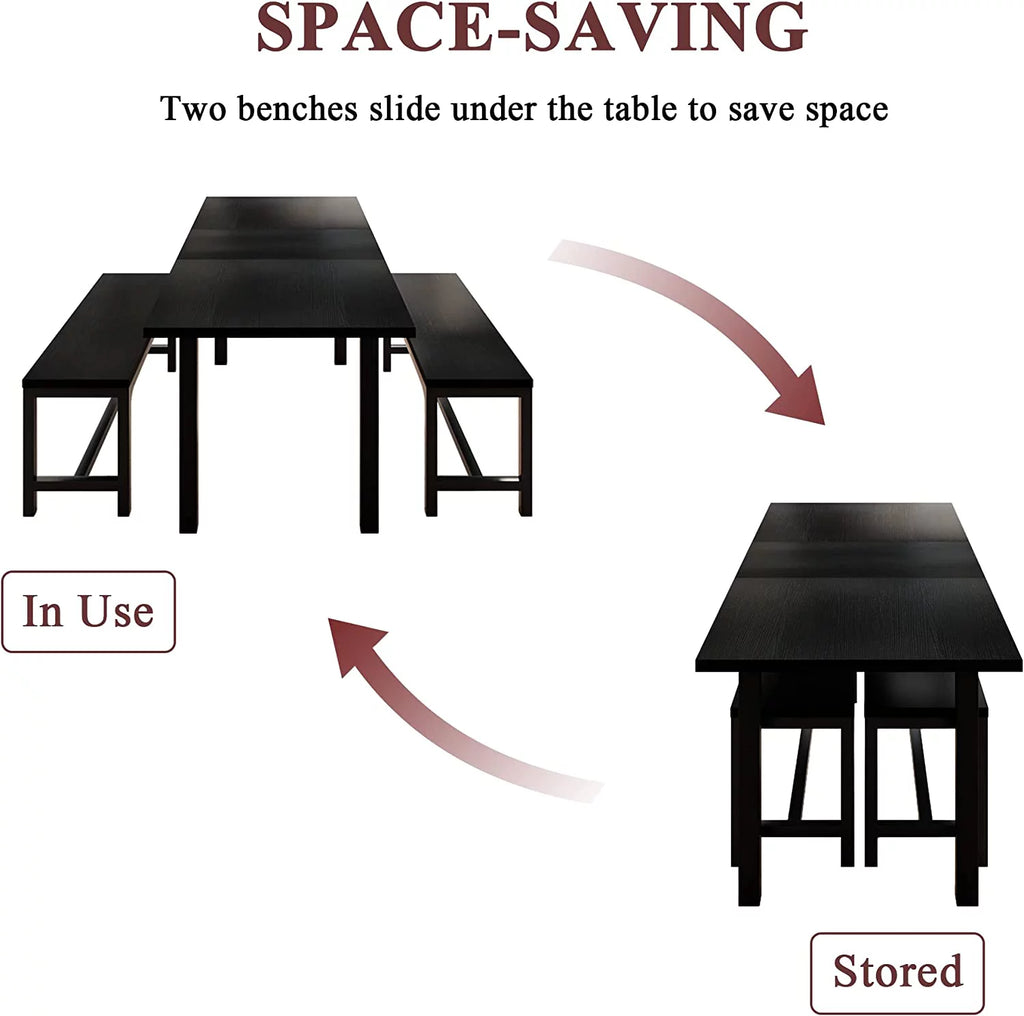 Space Saving Extendable Dining Table Set with Benches X730289