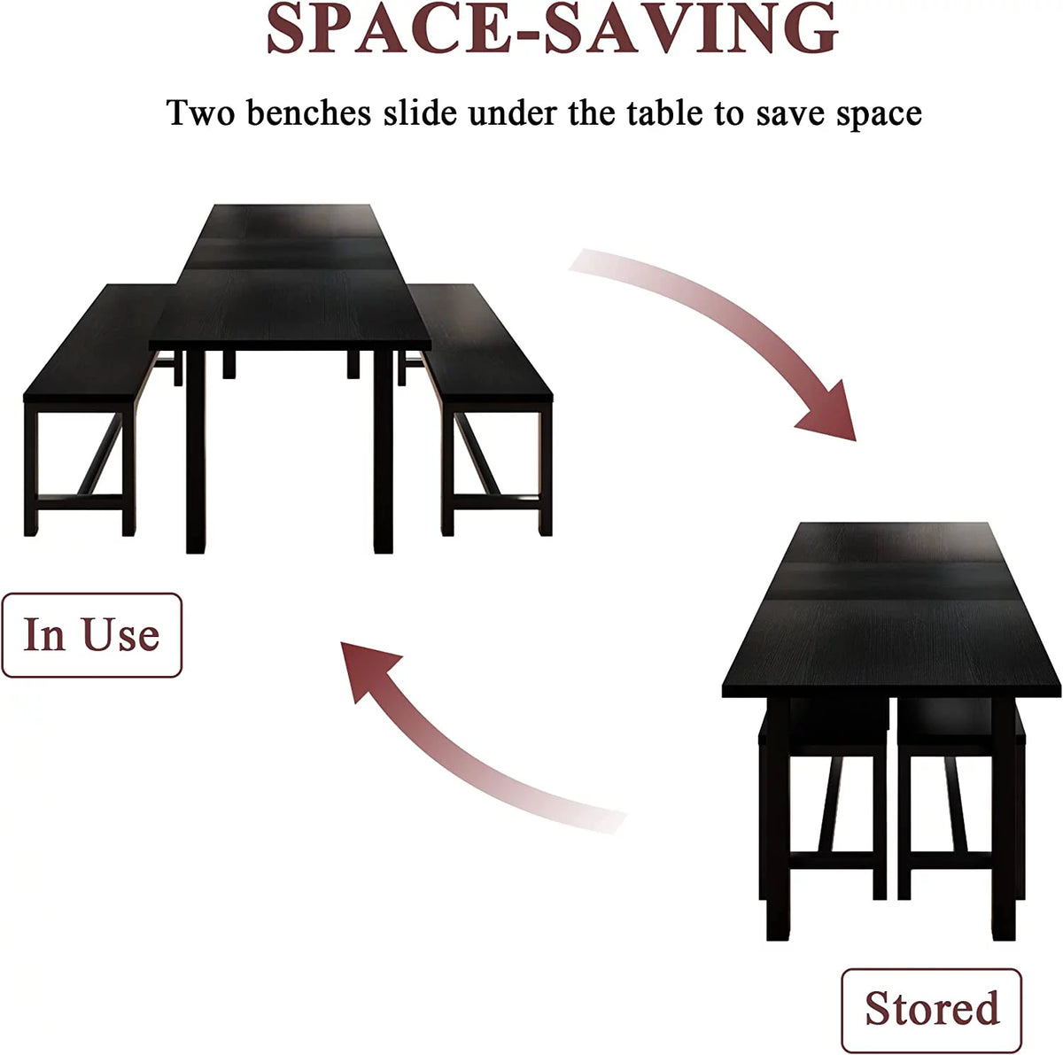 Space Saving Extendable Dining Table Set with Benches X730289