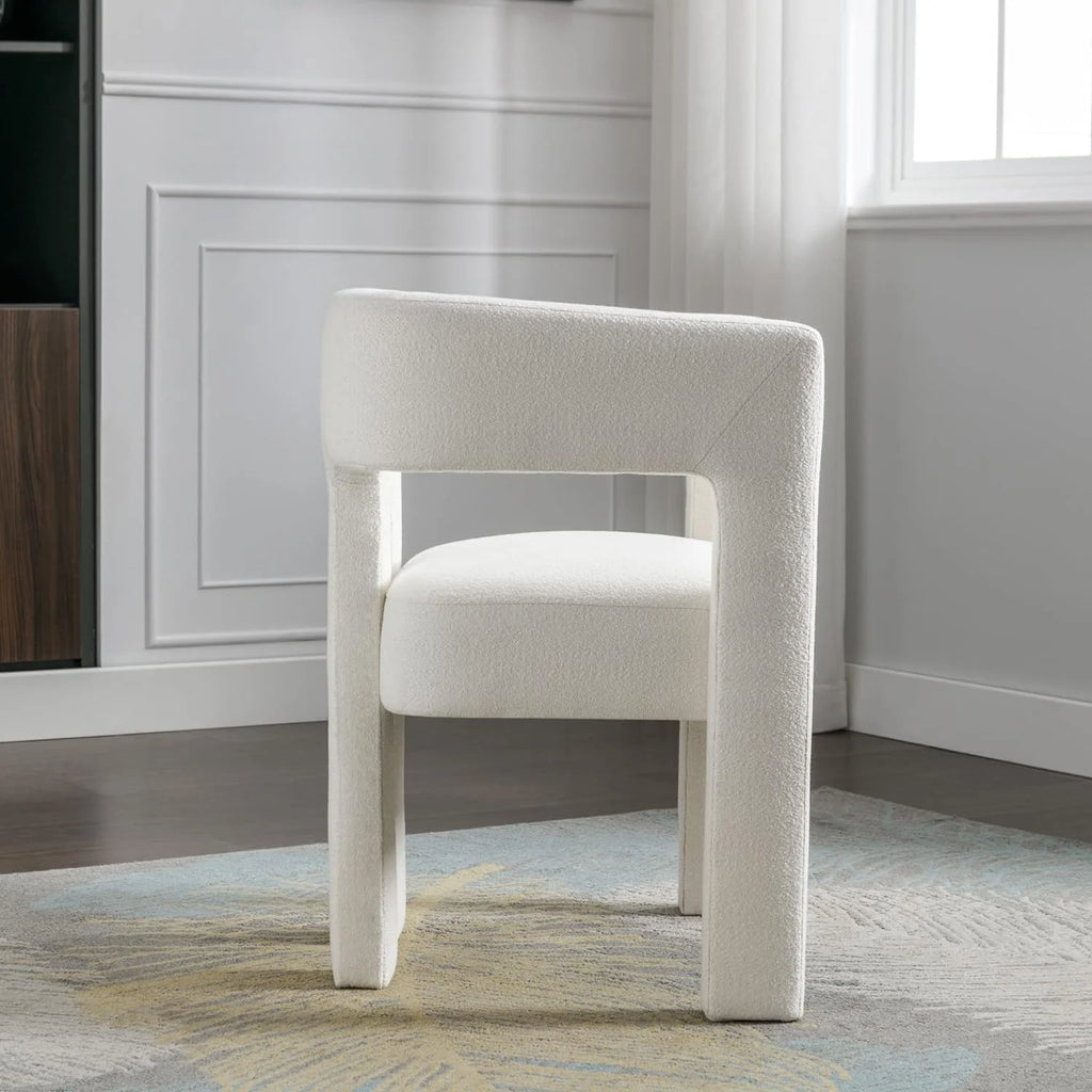 Beige Upholstered Accent Chair with Solid Wood Frame W4633
