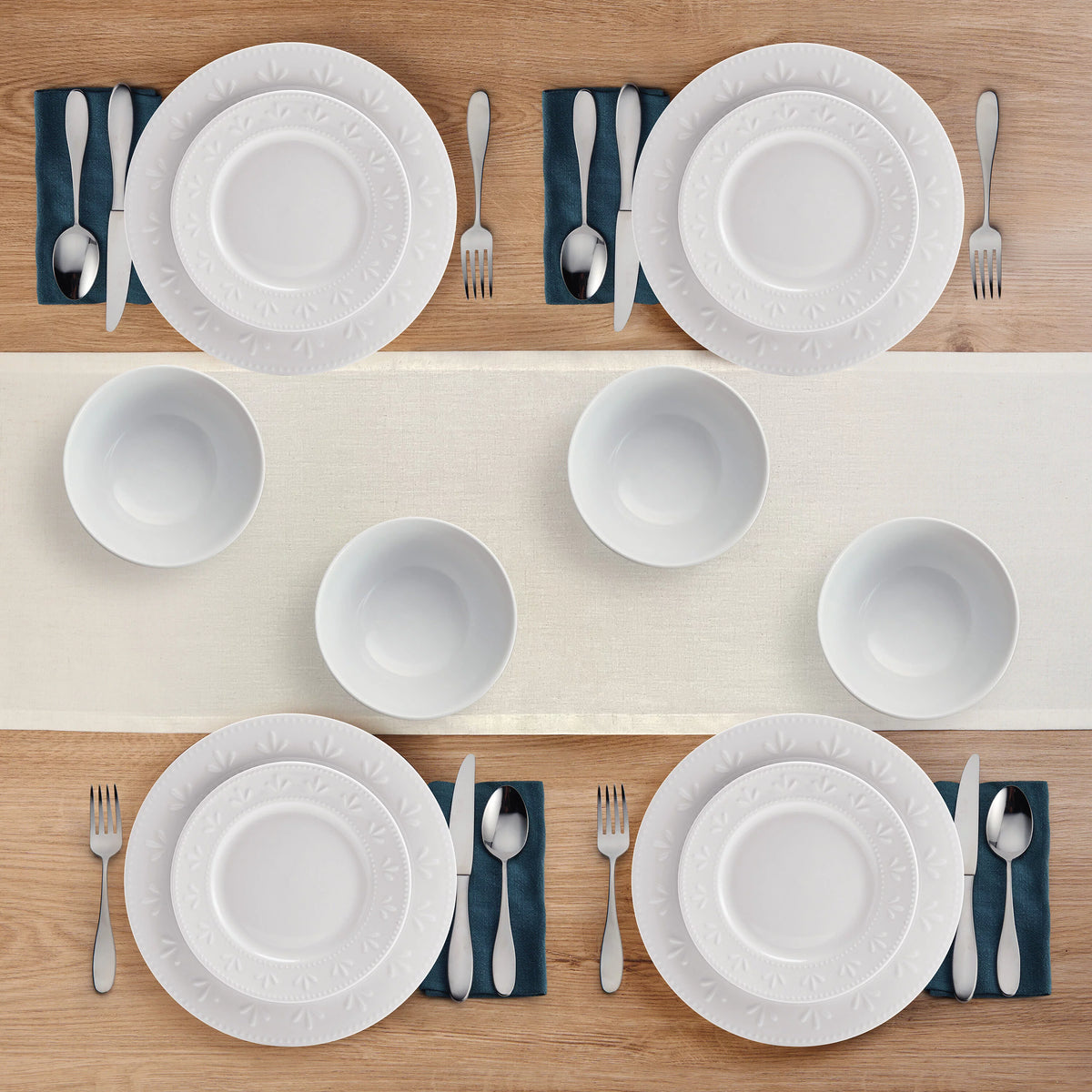 12-Piece White Porcelain Dinnerware Set L292