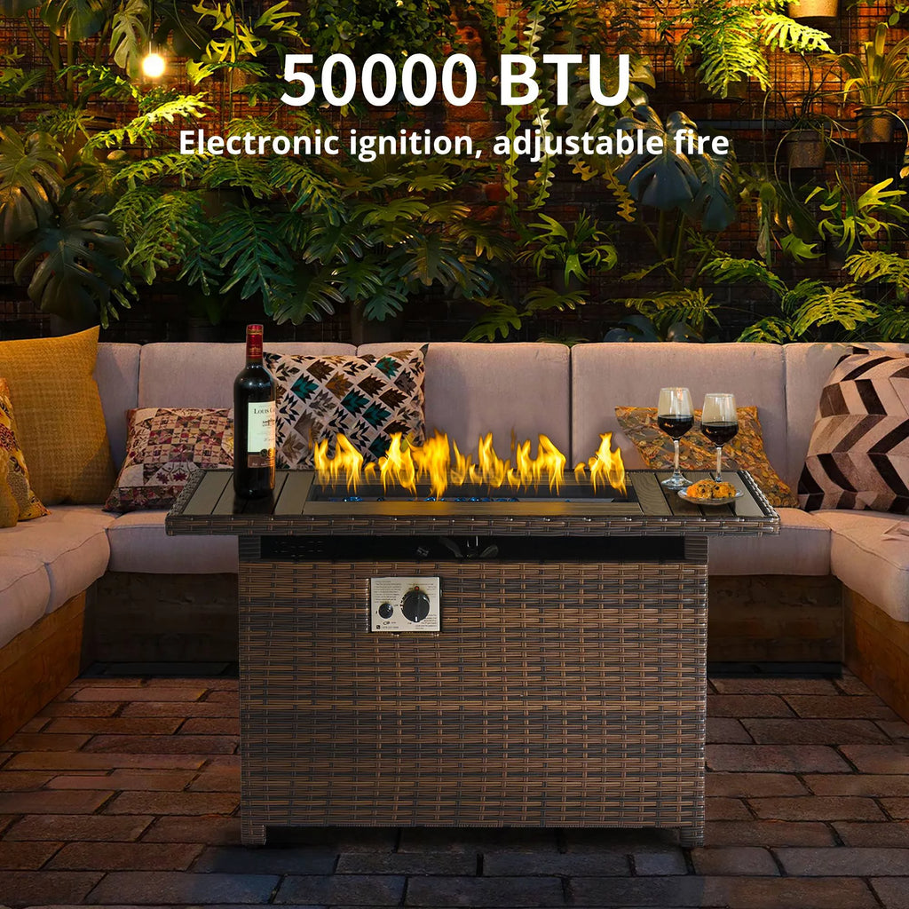 8 Pcs Patio Furniture Set with Fire Pit Table F513
