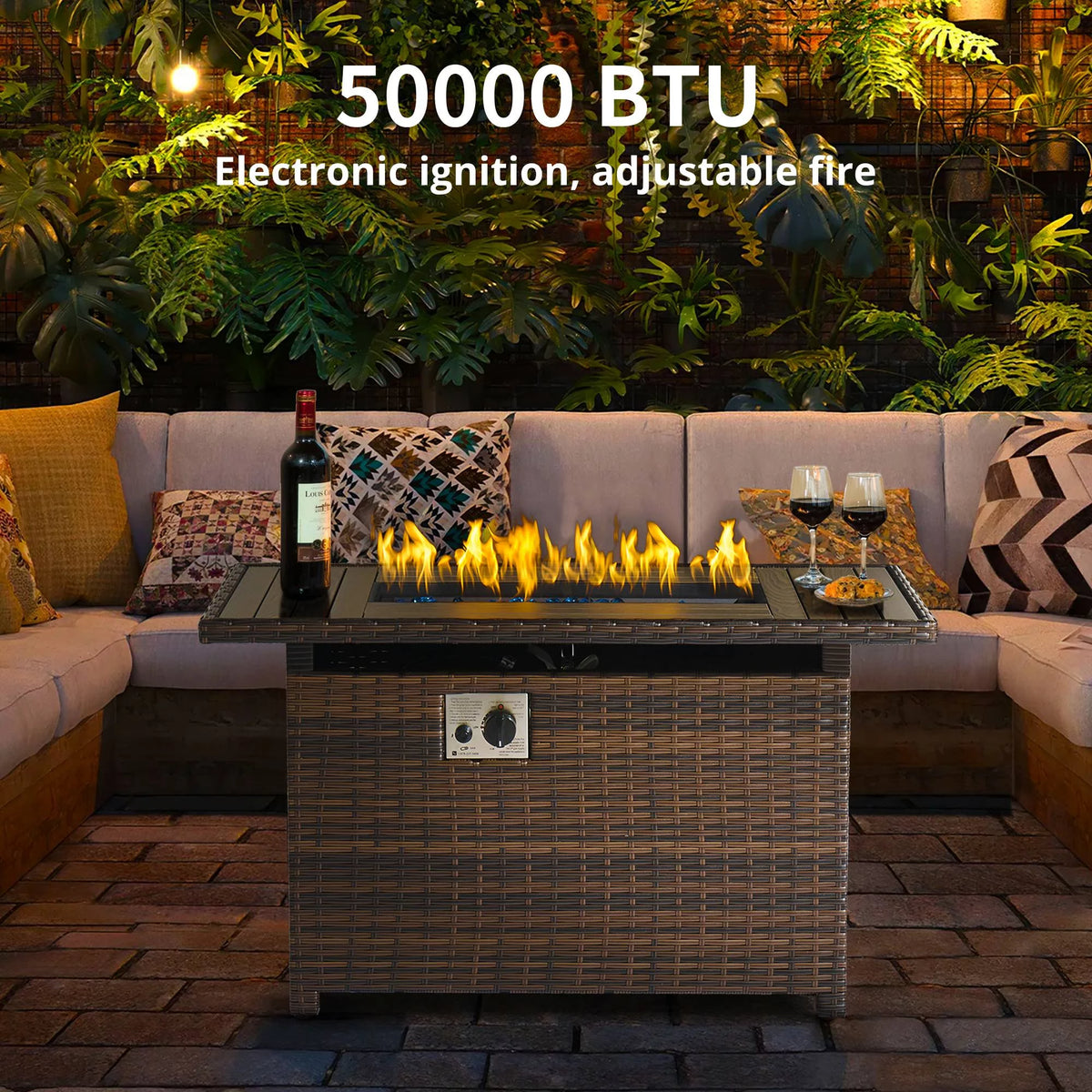 8 Pcs Patio Furniture Set with Fire Pit Table F513