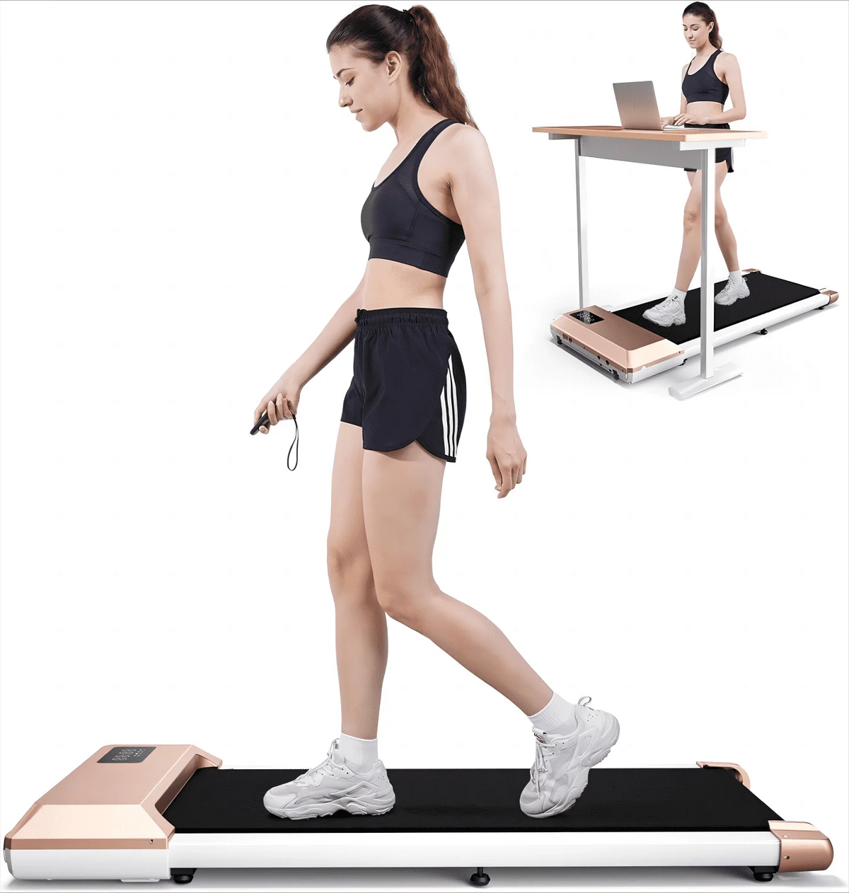 2 in 1 Under Desk Treadmill 300lbs Capacity with Remote Control U502309