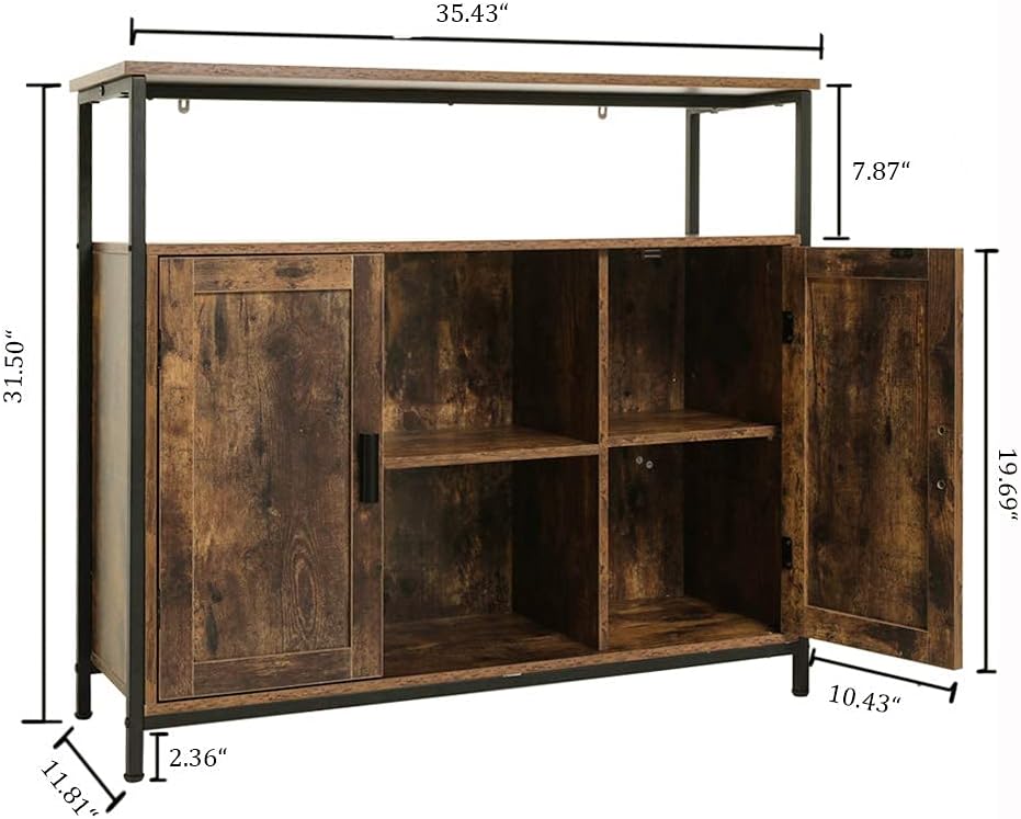 Rustic Brown Free Standing Storage Cabinet with 2 Doors T466