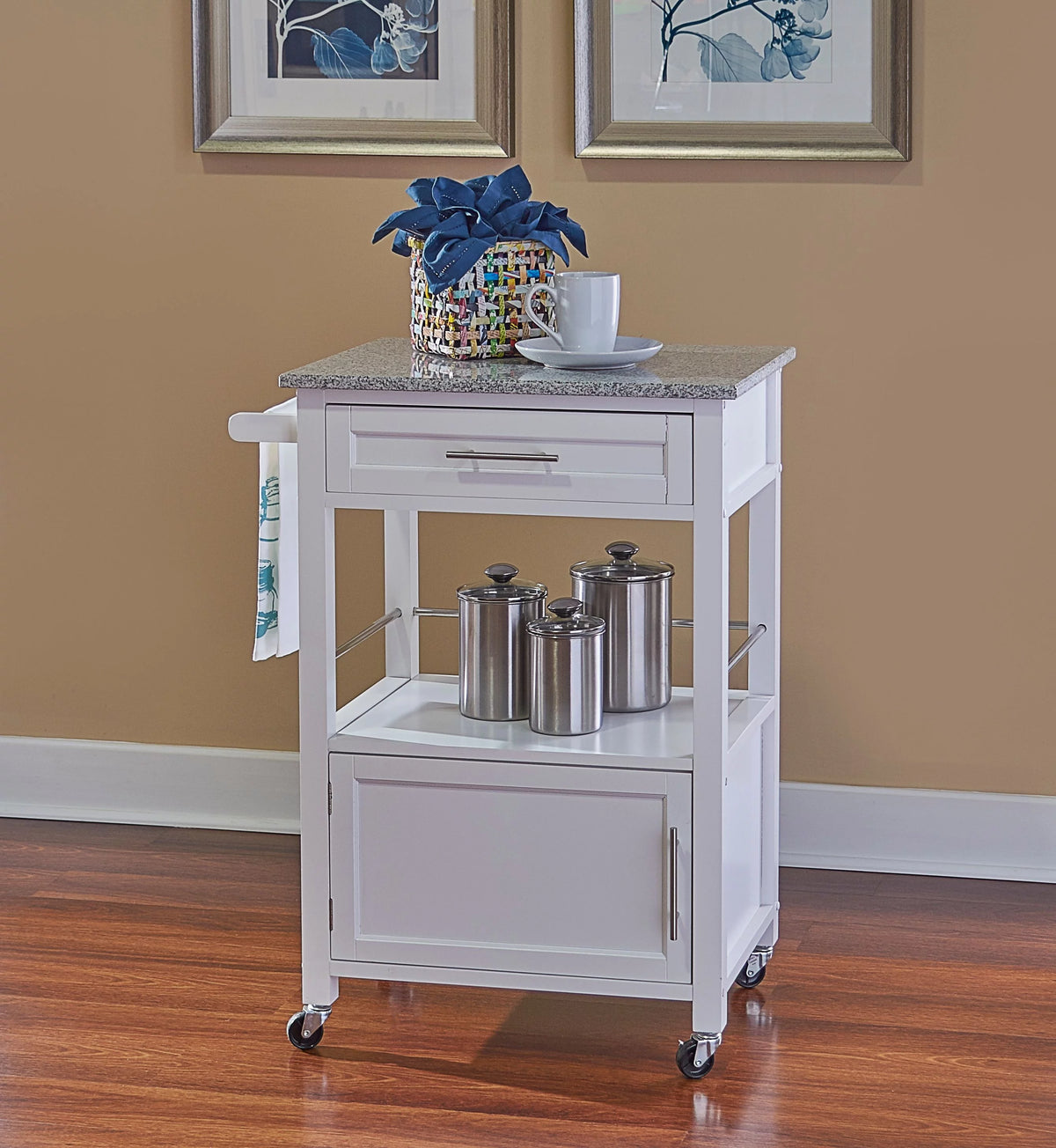 White Wood Kitchen Cart W51480