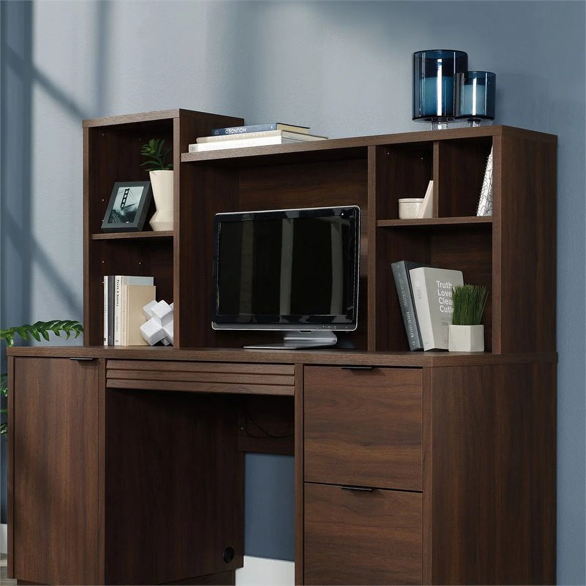 3-Piece Executive Desk & Hutch & Office Credenza Set W7304