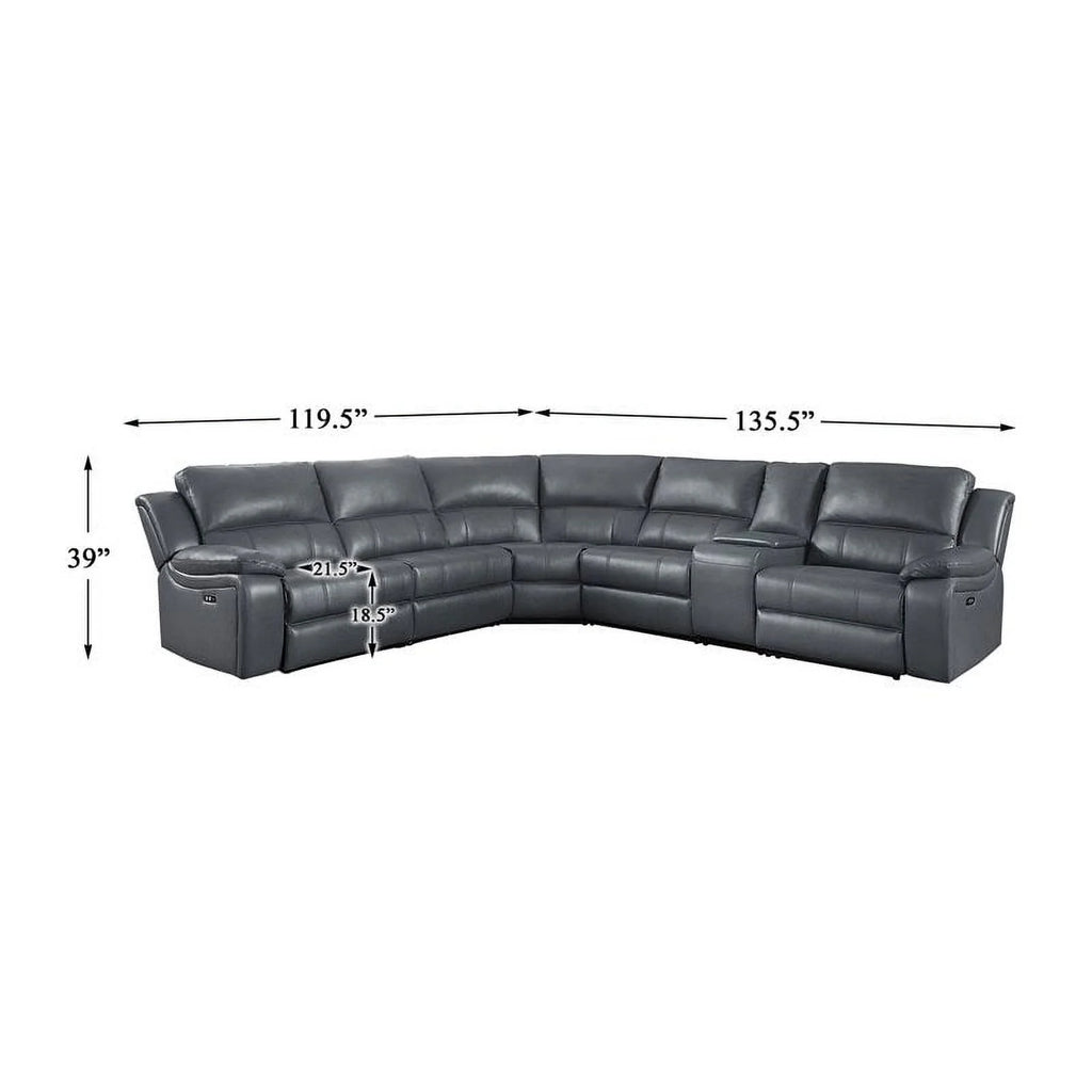Gray 6-Piece Wood & Faux Leather Sectional Set H37998