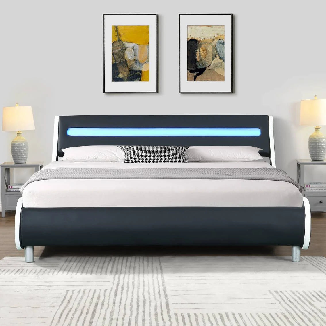 Faux Leather Upholstered Platform Bed Frame Queen Size L468