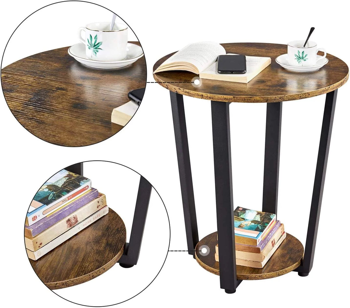 Round End Table with Storage Shelf O770