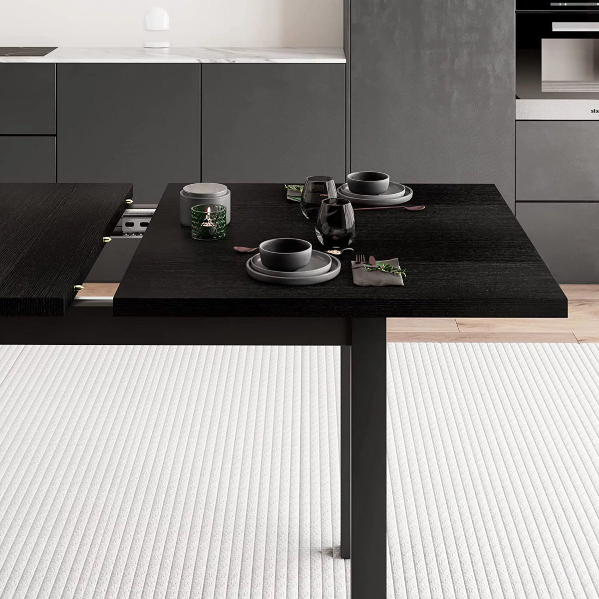 Space Saving Extendable Dining Table Set with Benches X730289
