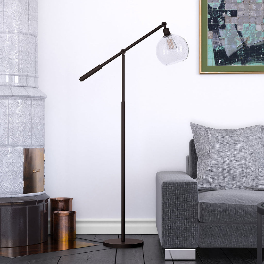 Industrial Metal Floor Lamp with Globe Shade I569