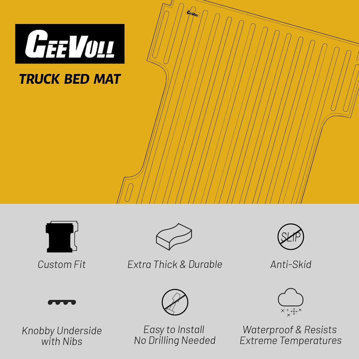 Heavy Duty Rubber Truck Bed Mat Black W557596