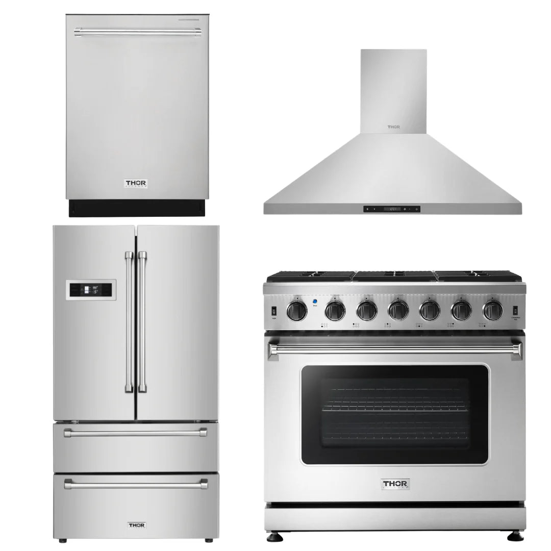 36 Gas Range, Range Hood, Refrigerator, Dishwasher Z672231