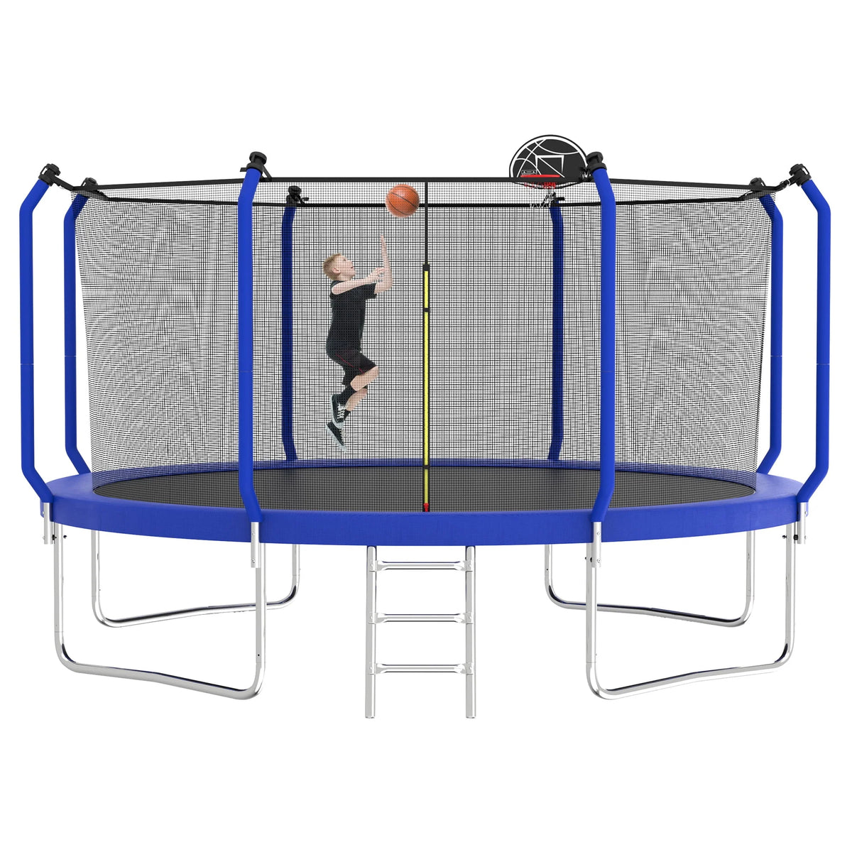 14FT Trampoline with Enclosure, Ladder, Basketball Hoop, Ball R56241
