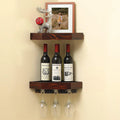 Rustic Wood Corner Floating Shelves Wine Rack 2 Pack F6835