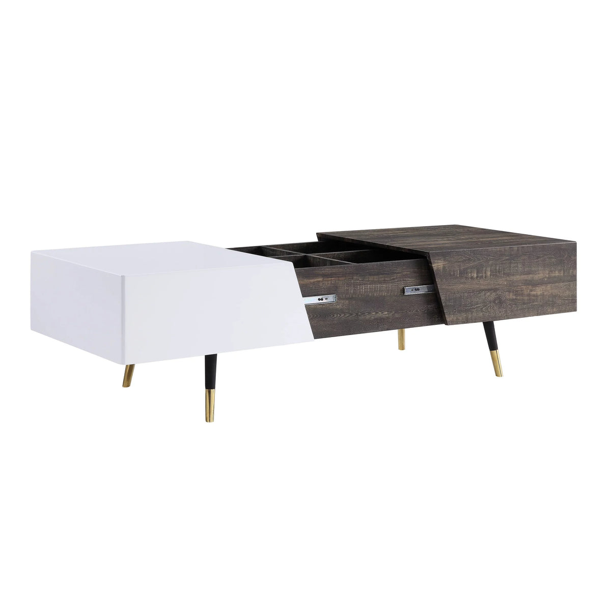 White High Gloss Rustic Oak Coffee Table V5071