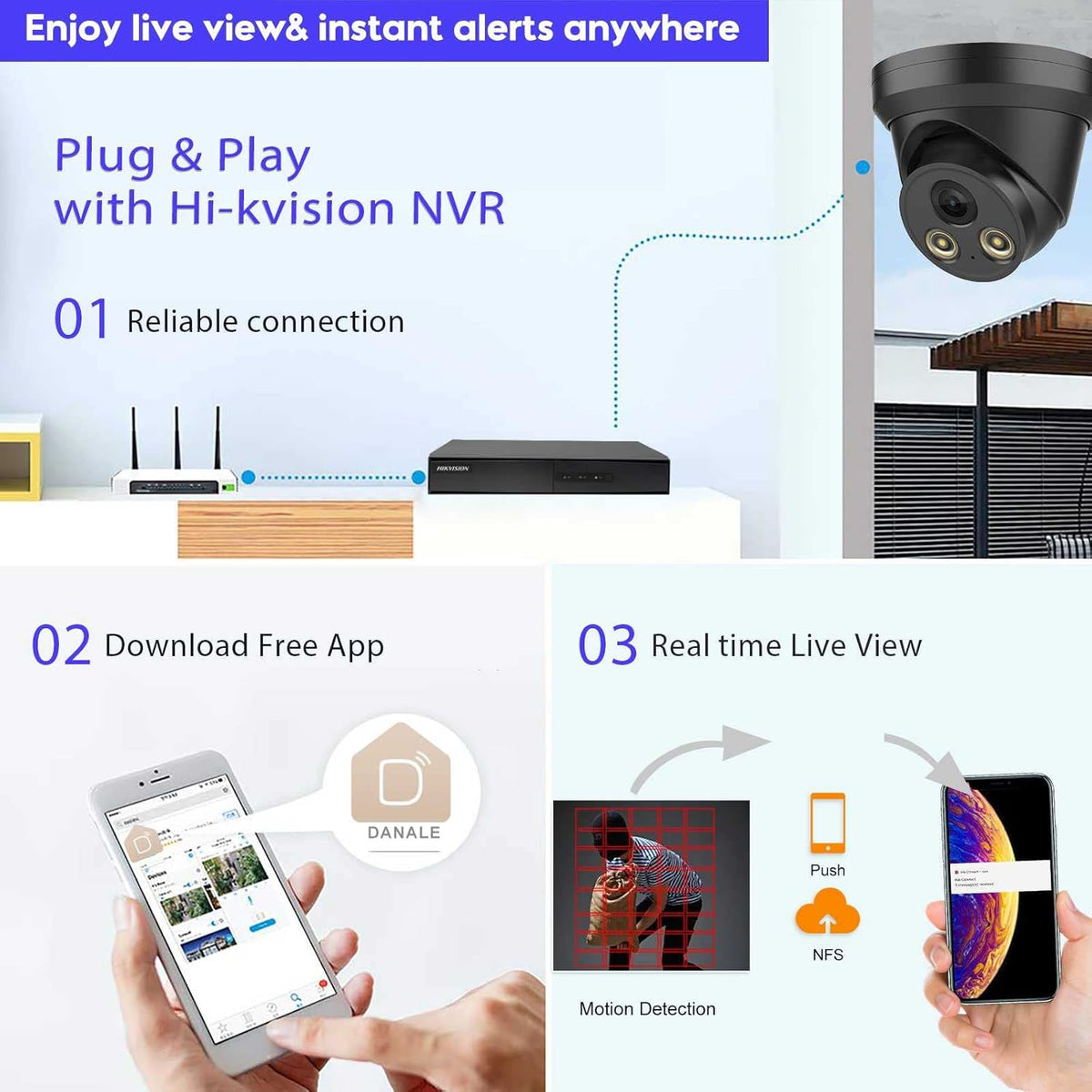 4K 8MP Full Color Night Vision POE IP Security Camera Black 2.8mm Fixed Lens V322