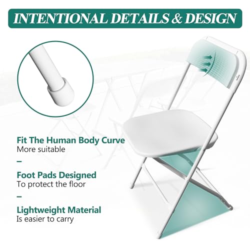 4 Pack White Plastic Folding Chair M42496