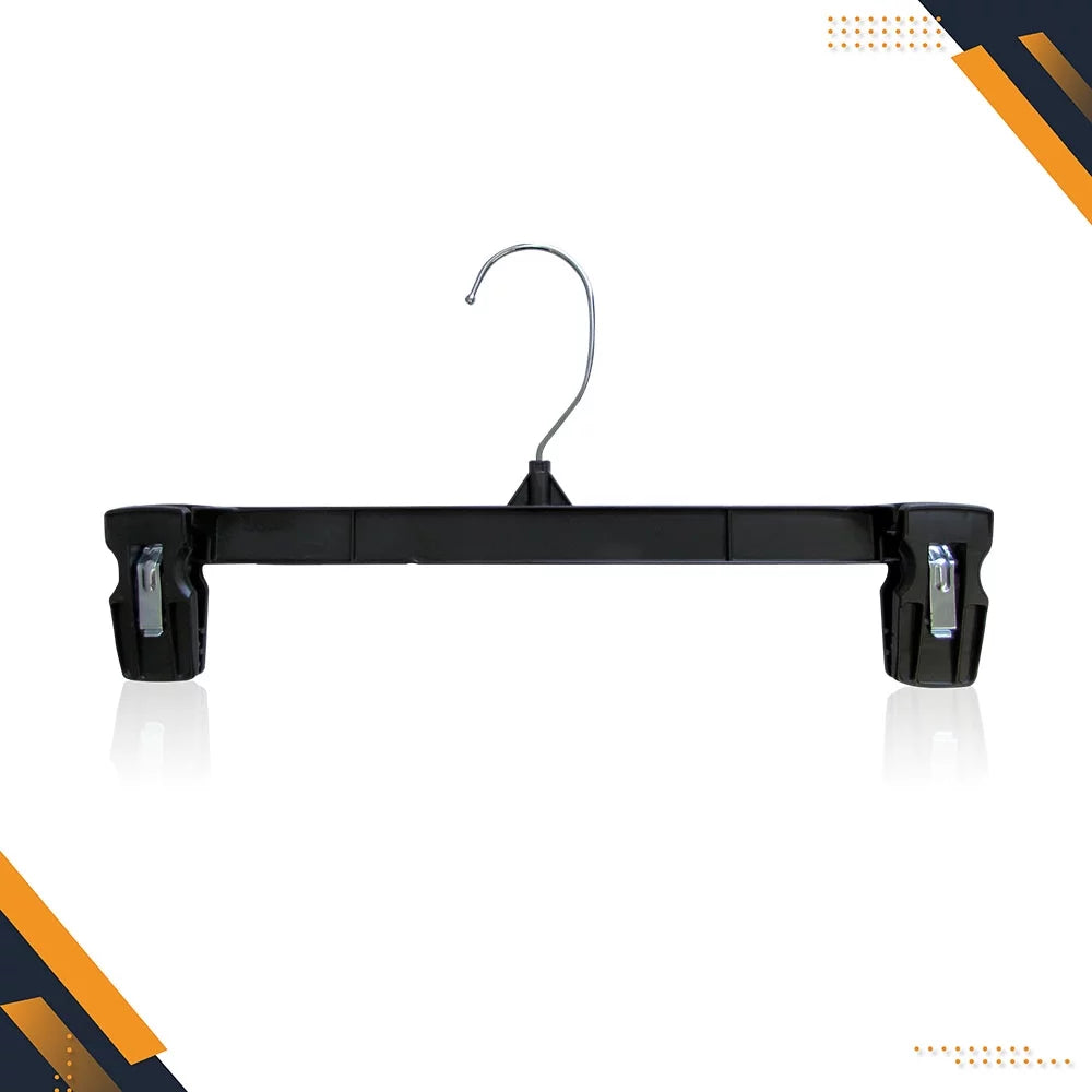 Black Heavy Duty Plastic Pants & Skirt Hangers with Clips, 50 Pack Q561890