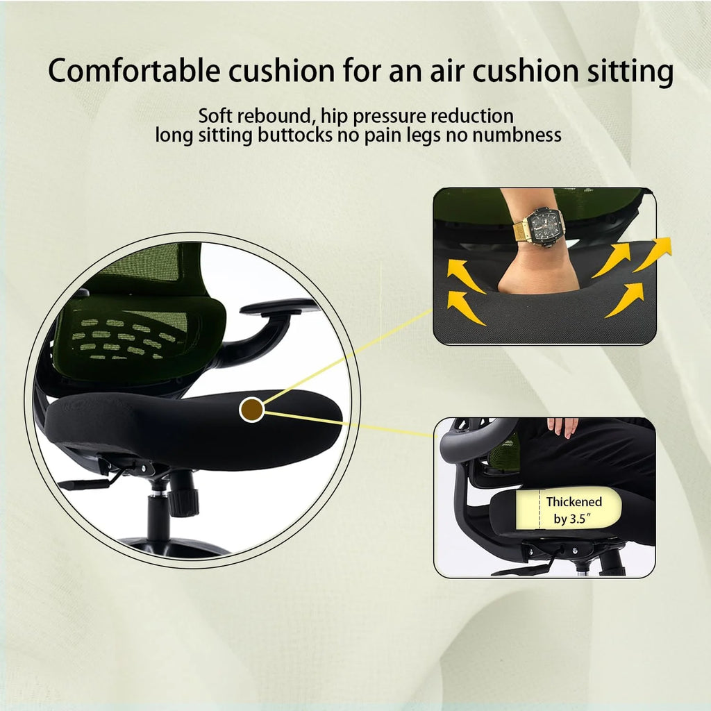 Green Ergonomic Mesh Office Chair with Wheels H116