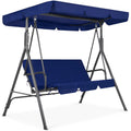 2-Person Convertible Canopy Swing Glider Lounge Chair with Removable Cushions Blue S776