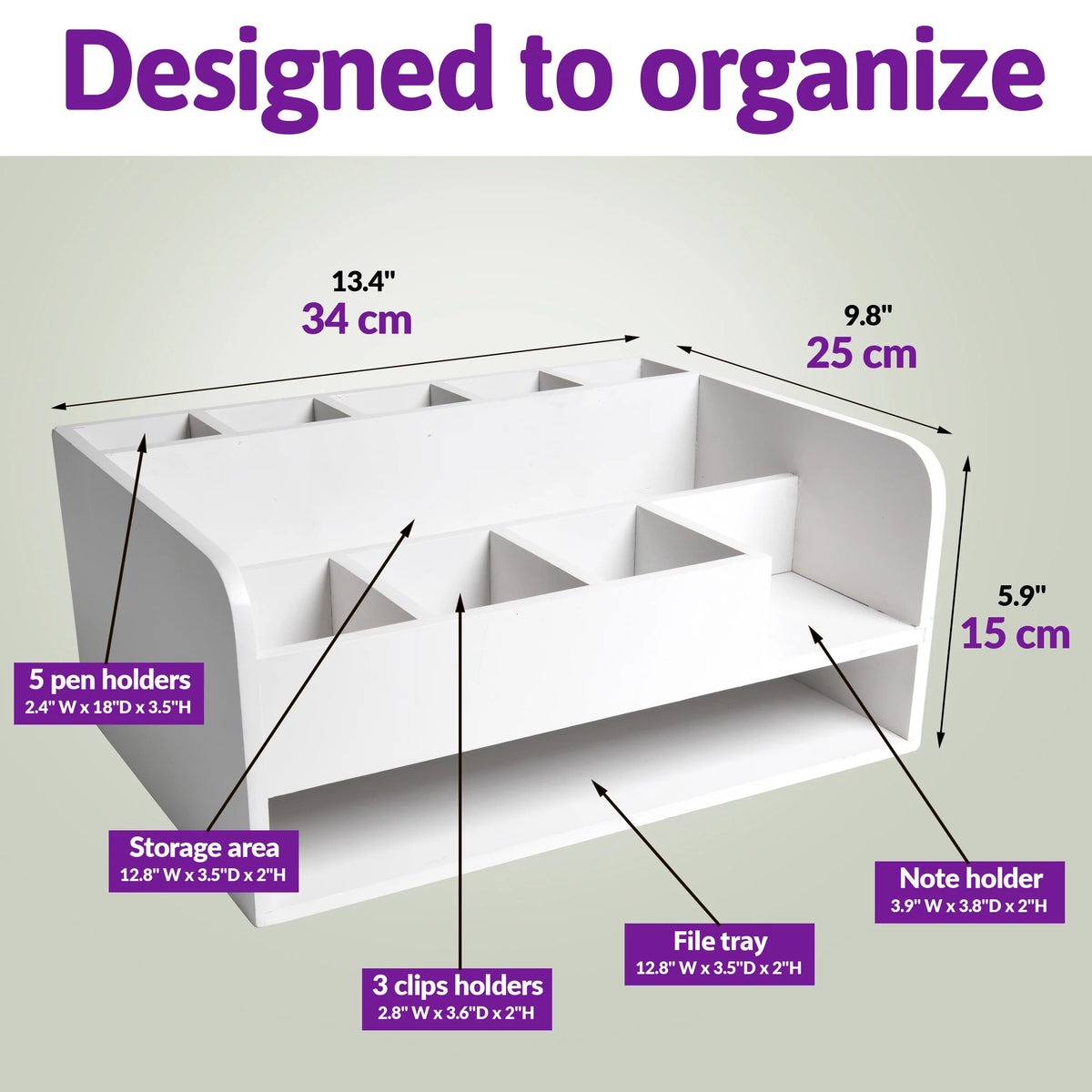 White Desk Organizer with File Tray Y8726