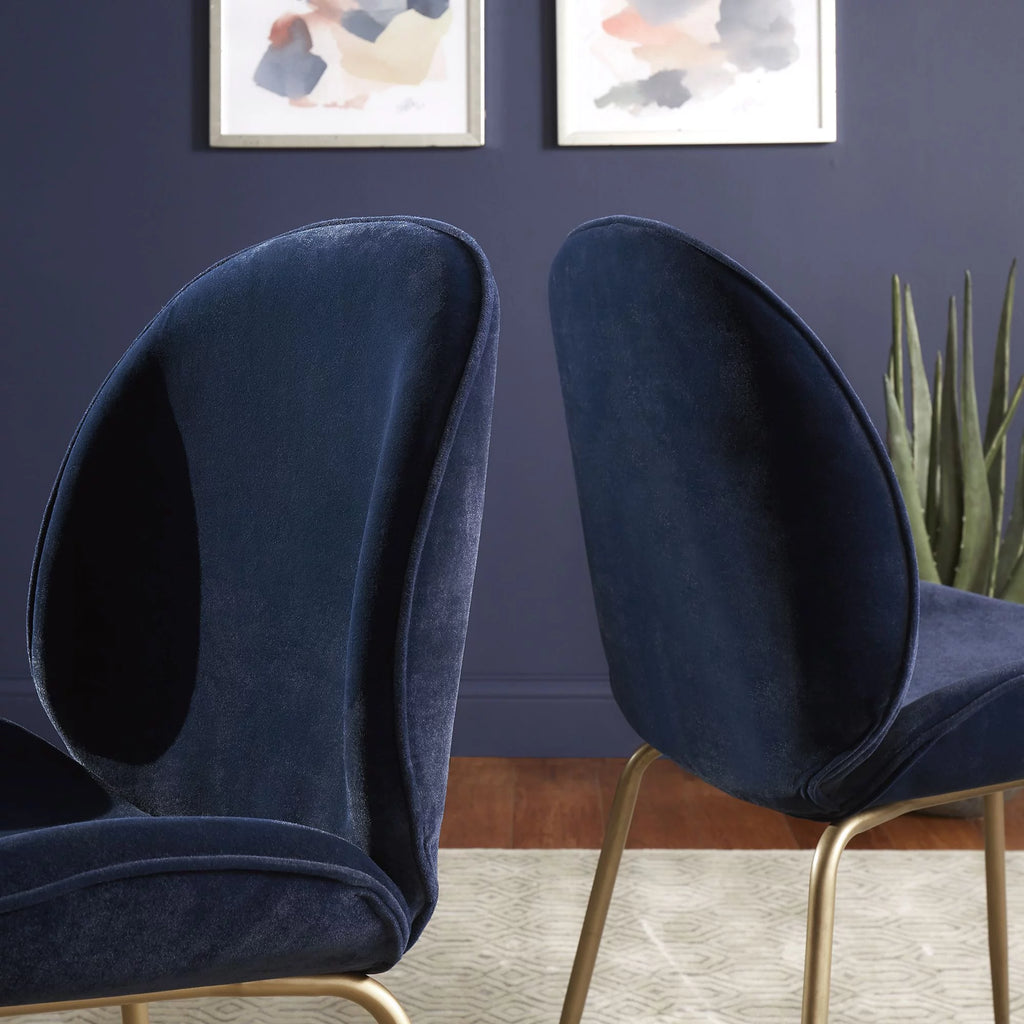 Blue Velvet Upholstered Dining Chair Set of 2 H33446