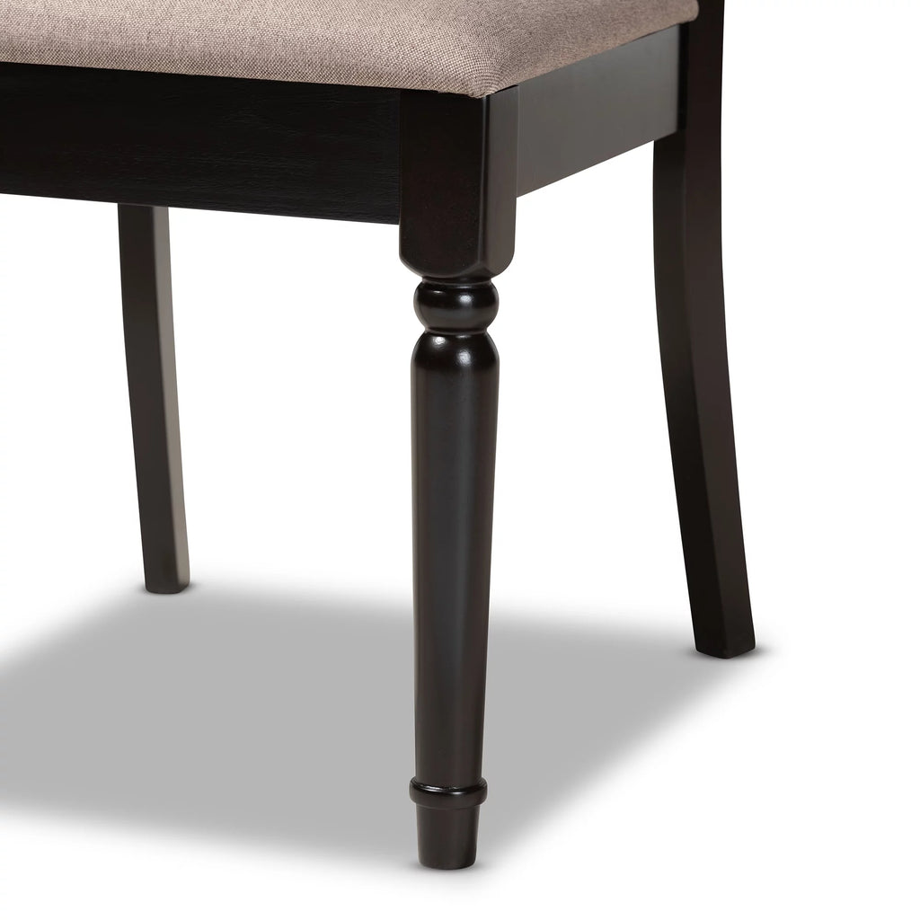 Sand Fabric Upholstered Dark Brown Wood 7-Piece Dining Set P980