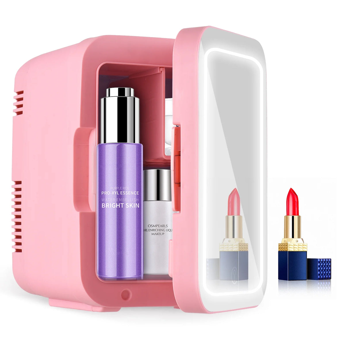 4L Portable Cooler and Warmer Skincare Fridge with LED Mirror M1359