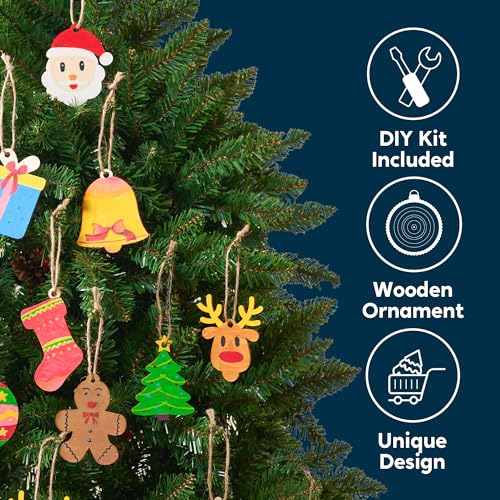 100 Pcs Unfinished Wood Ornaments with 8 Watercolor Pens N6219