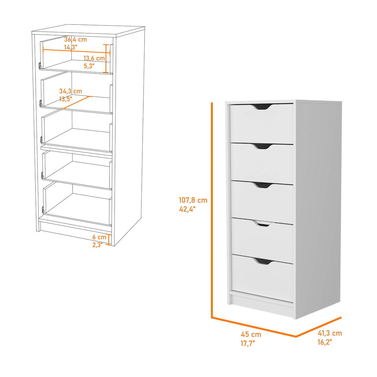 5 Narrow Drawer Dresser J500939