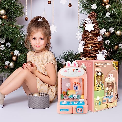 Claw Machine with Plush Toys Adjustable Sounds and Music Pink G447560