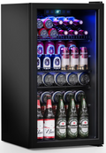100 Can Beverage Refrigerator Cooler 2.47 Cu.ft Mini Fridge with Glass Door & Adjustable Shelves Y983