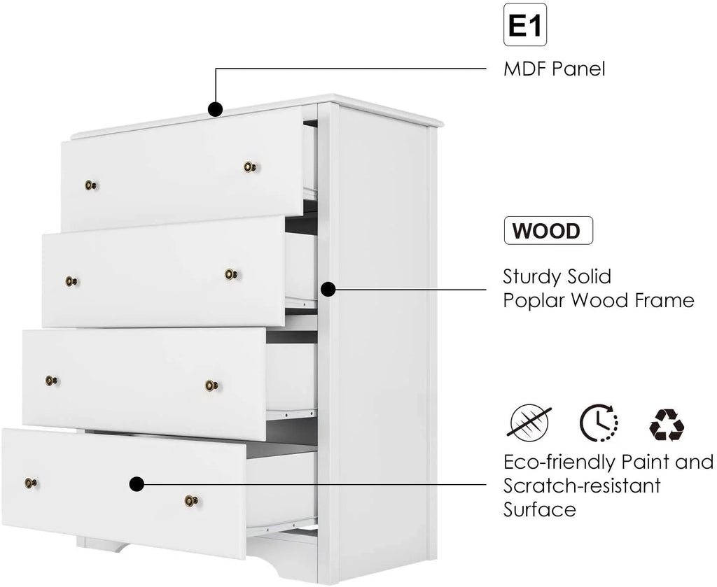 White 4 Drawer Dresser A799611